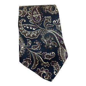 Mikael York Collection Men's Neck Tie Paisley Silk USA Made 55" L 3.75" W